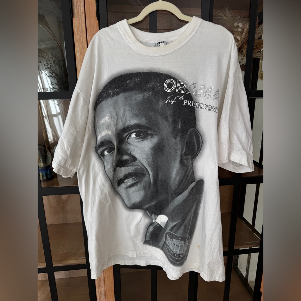 Vintage 2008 Barak Obama inauguration tee tshirt y2k white house 44th president